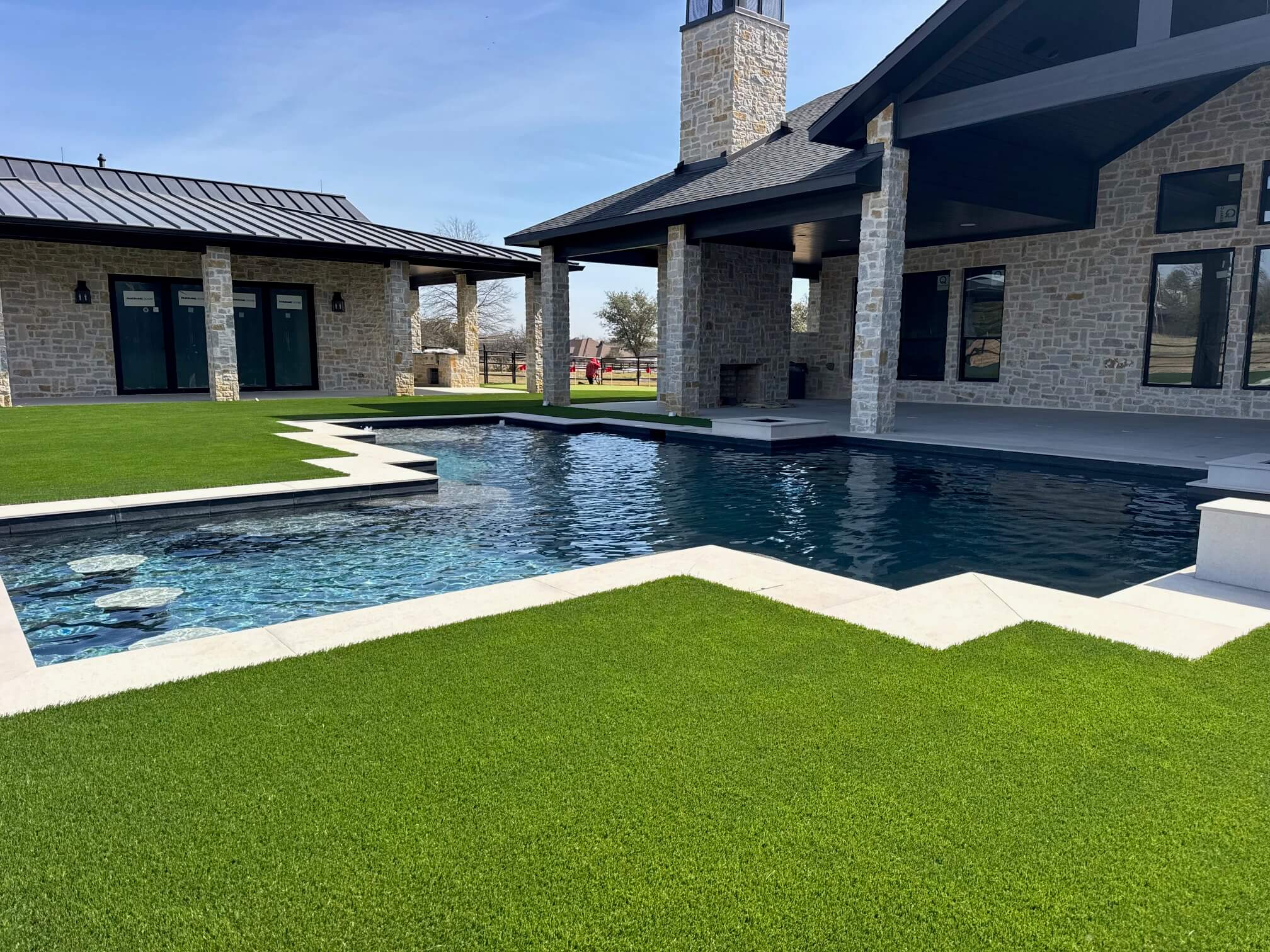 pool with grass
